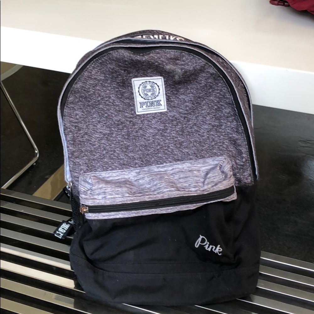 Used Gray and black pink vs campus backpack